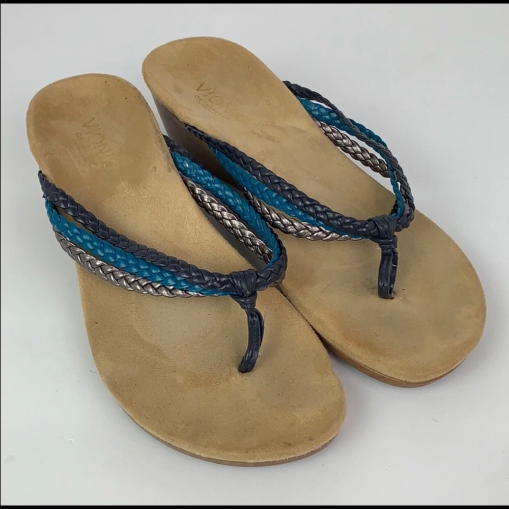 Vionic Wedge Sandal Sz 8 EUC Comfort Shoe